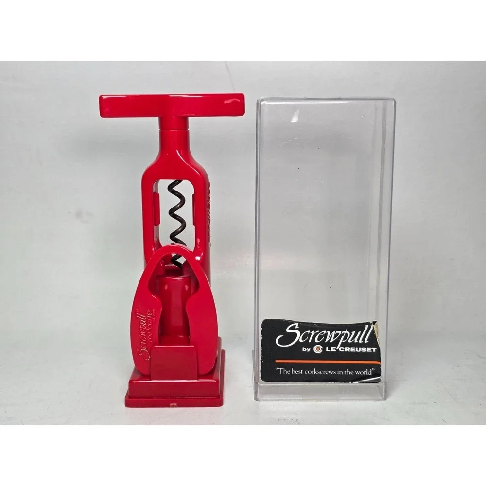 Screwpull Le Creuset Corkscrew Bottle Opener Foil Cutter Red France Vintage Rare
